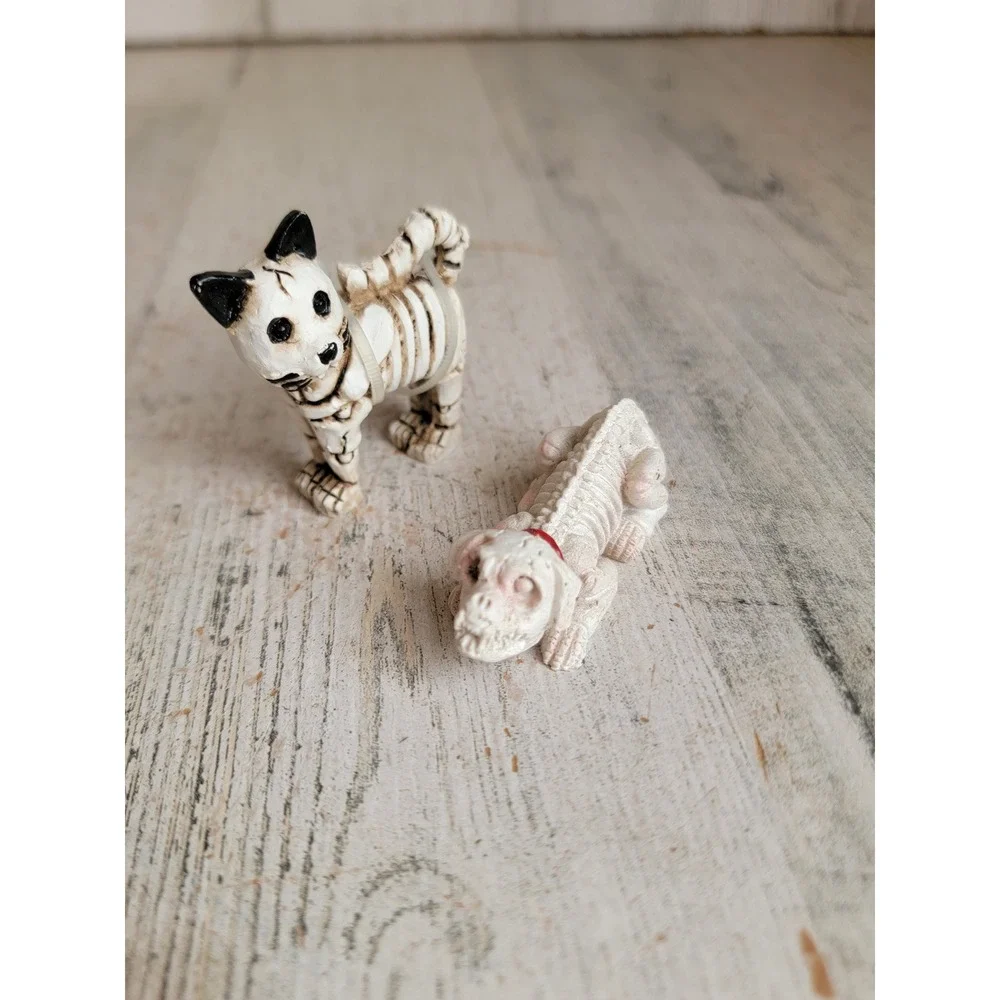 Halloween pet skeleton dog cat village accessory set unique bones home decor